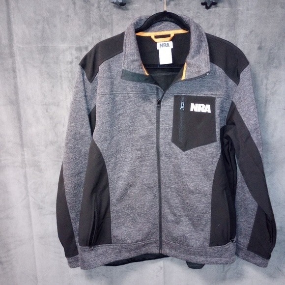 NRA Black and Grey Fleece Jacket Size Large EUC - Picture 1 of 4